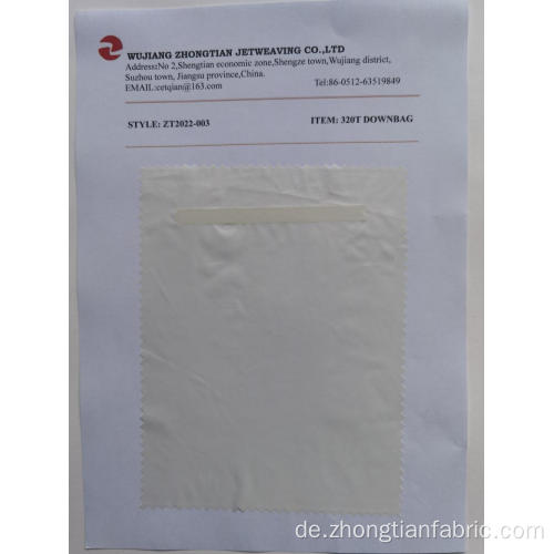 100% Polyester 320T Downbag Taffeta